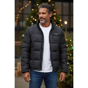 Y2K Style Dockers Black Puffer Jacket Men's L Insulated Winter Coat